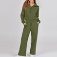 thumbnail image 1 of ICHUANYI Clearance Women's Pure Color Long Sleeved Sweater Casual Two-piece Long Sleeved Hooded Suit(Army Green, L) ICHUANYI WER2023081506058, 1 of 9