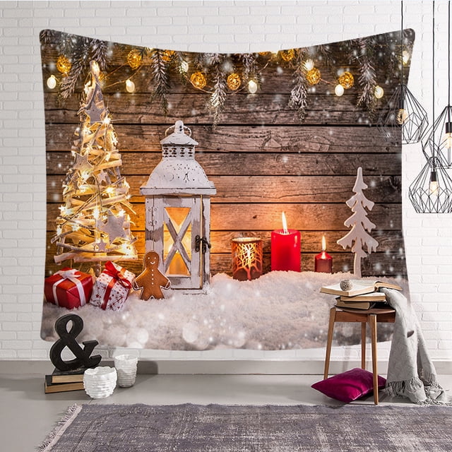 Tapiz de Navidad Árbol de Navidad Tela de Papá Noel Tela de pared Calcetines de Navidad Regalo de Navidad Tapiz colgante de pared Sincero Hogar