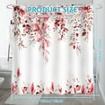 thumbnail image 3 of Dznils Red Eucalyptus Fabric Shower Curtain, Watercolor Floral Pattern with Hooks, 72" x 72", 3 of 11