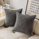 thumbnail image 1 of Nvzi Juego de 2 fundas de almohada decorativas de pana suave, estilo bohemio, a rayas, para decoración del hogar, estilo rústico, 18 x 18 pulgadas, color gris oscuro, 1 of 5
