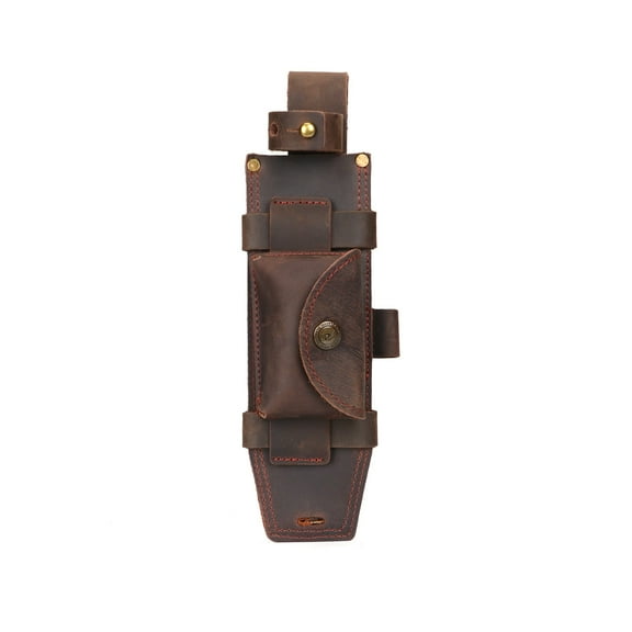 TOURBON Leather Fixed Blade Knife Sheath Cover with Fire Starter Slot for Belt (without knives)