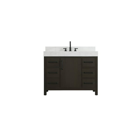 Elegant Kitchen and Bath 42 inch Single Bathroom Vanity In Mocha Brown with backsplash