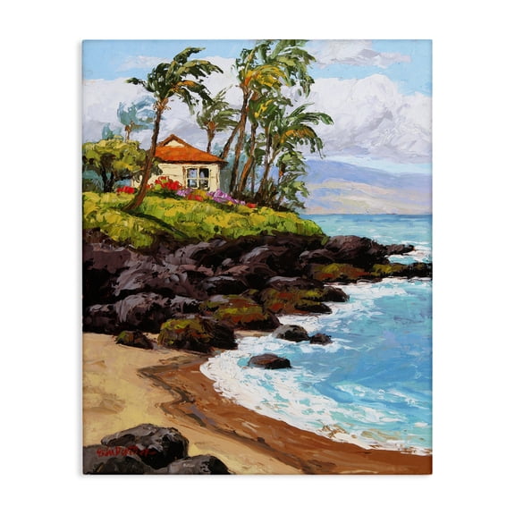 Stupell Industries Coastal Tropical Cottage Cove Canvas Art, 16 x 20, by Erin Dertner
