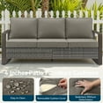 thumbnail image 5 of Unnifurnzi 3 Seater Patio Wicker Sofa-All Weather High Back Outdoor Rattan Couch with Outdoor Ottomans Patio Sofa Set for Porch Garden Backyard Poolside-Gray/Gray, 5 of 7