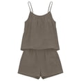 thumbnail image 3 of hoksml Women's Backless Sleeveless Cami 2 Piece Short Sets, Summer Beach Outfits, Elastic Waist Casual Shorts, 3 of 7