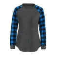 thumbnail image 5 of Womens Long Sleeve Pullover Tops Raglan Plaid Sleeve Casual Dressy Tunic Shirts Fall Lightweight Sweatshirt Tops, 5 of 5