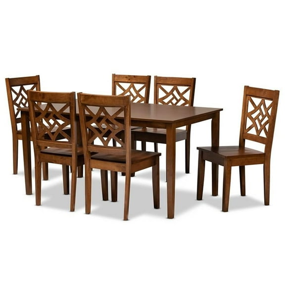 Bowery Hill Brown Finished Wood 7-Piece Dining Set