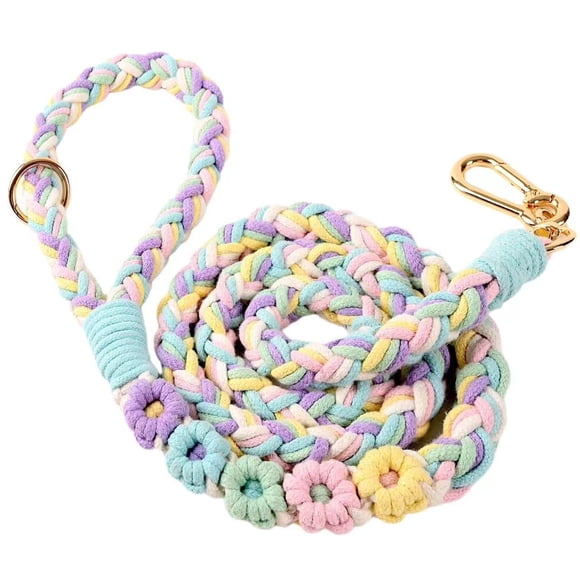 Correa para perro Panda Jianghu, algodón trenzado, 1,5 m, duradera, arcoíris