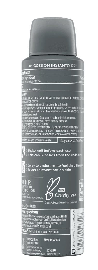 Dove Men+Care Sports Care Tough on Sweat Powerful Sweat and Odor Protection Non-Irritating Antiperspirant Dry Spray