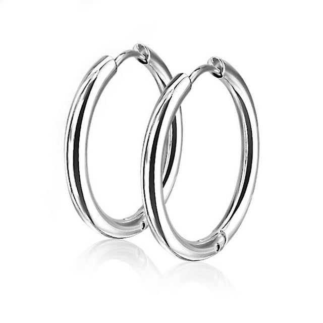 Paire de Boucles d'Oreilles Créoles Charnière Action Sans Couture Acier Inoxydable 316L