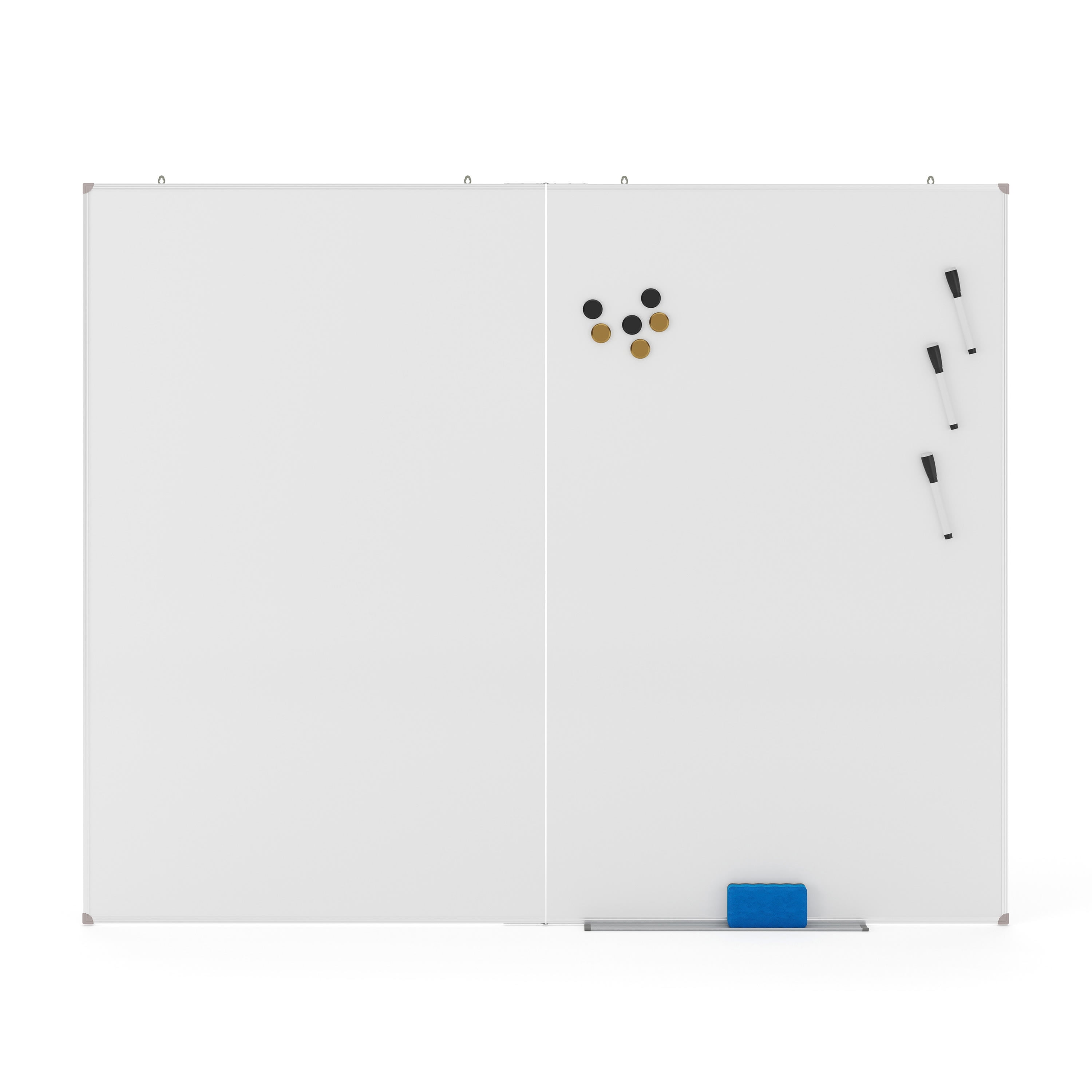 Emma + Oliver 60" x 48" Dry Erase Board for Wall with Aluminum Whiteboard Frame and Removable Marker Tray, 3 Markers, 1 Eraser, 6 Magnets Included