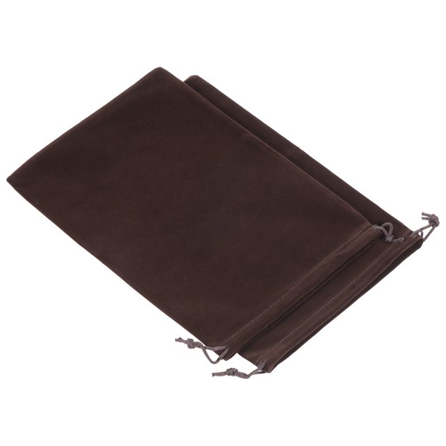 Unique Bargains 30x20cm Microfiber Pouch, 2Pcs Soft Storage Drawstring Gift Bag, Brown