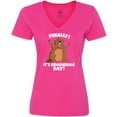 thumbnail image 3 of Inktastic Finally it's Groundhog Day Women's V-Neck T-Shirt, 3 of 5