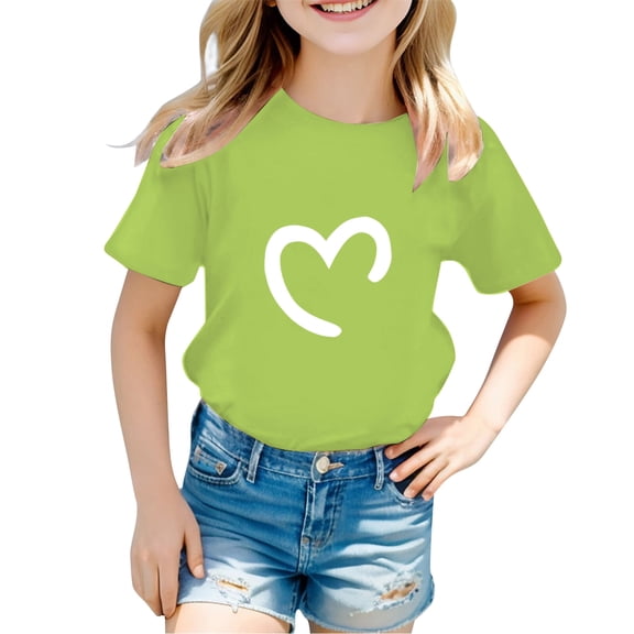 HGIEYS Girls Short Sleeve Tee Shirts Kids Summer Crewneck Tops 5-14 Years | Soft lightweight kids 11-12 Years