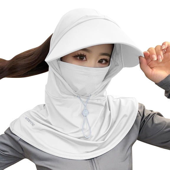 QSAWXQZ Women's UPF 50 Flap Sun Hat Breathable Visor Cap with Face Mask Neck Cover for Outdoor Cycling and Summer Gardening White Free Size