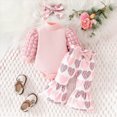 thumbnail image 2 of NOLDARES Baby Girl Clothes Toddler Infant Fall Winter Outfits Romper Newborn 0 3 6 9 12 18 24 Months Girls’ Clothing Set(Pink,3-6 M), 2 of 7