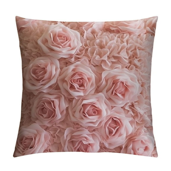 Heduofu Decorative Spring Romantic Stereo Rose Flower Pillow Cover Solid Square Pillowcase for Sofa Bedroom Car Pink Wedding Gifts Valentines Day White