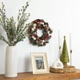 thumbnail image 2 of Northlight White Wooden Rose and Pine Cone Artificial Christmas Wreath - 14" - Unlit, 2 of 5