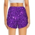 thumbnail image 3 of Picia Purple Glitter Pattern Women's 2 in 1 Athletic Running Shorts High Waisted Workout Casual Gym Sweat Shorts with Comfy Liner Zipper Pockets-Large, 3 of 9
