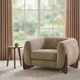 thumbnail image 1 of Noble House Modern Upholstered Boucle Arm Chair,Tuxedo Design with Unique Triangular Birch Legs,Light Brown, 1 of 7