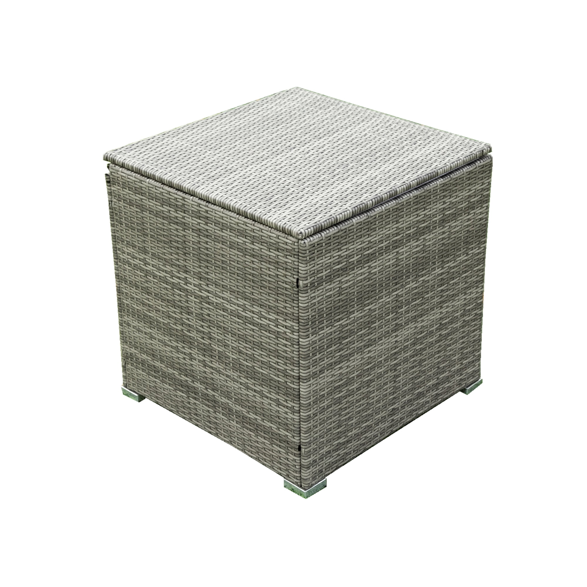 4 Piece Wicker Patio Sofa Set, PE Rattan Outdoor Sectional Sofa Set with Loveseat, Coffee Table and Storage Box, Outdoor Furniture Patio Conversation Sets for Garden Deck Porch Backyard, JA2349