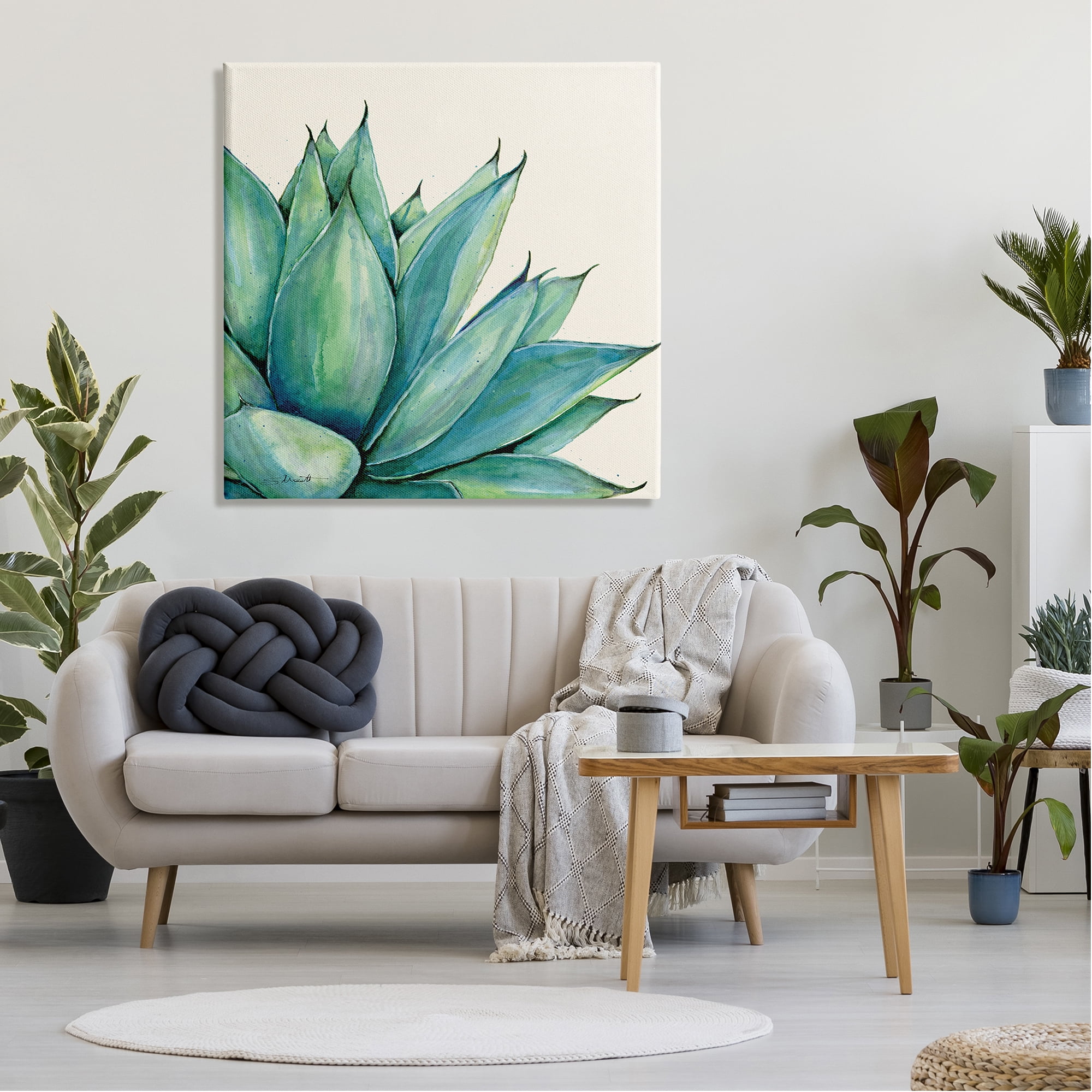 Stupell Aloe Plant Watercolor Style Leaves Botanical & Floral Painting Gallery Wrapped Canvas Print Wall Art