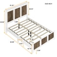 thumbnail image 3 of Farmhouse Wooden Platform Queen Size Bed, Modern Platform Bed with Wooden Strip Decoration, Plywood Slats Support, White, 3 of 8