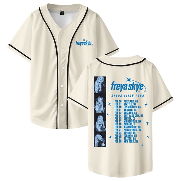 Freya Skye Stars Align Tour 2026 Baseball Jersey Short Sleeve Button-up Shirts Men Women Streetwear Tops