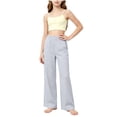 thumbnail image 5 of nerohusy Kids Wide Leg Pants Girls Elastic High Waisted Sports Pants Casual Solid Full Length Leg Pants with Pockets 14-15 Years, 5 of 7