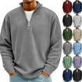 thumbnail image 2 of TrdSipl Men Quarter Zipper Corduroy Sweatshirts Lounge Stand Collar Cable Knit Pullover Sweater Big & Tall 2025 Fall Warm Up Tops, 2 of 7