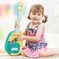 thumbnail image 3 of Bewildely Ukelele de plástico fácil de llevar, juguete de guitarra de tacto suave para niños, instrumento Musical de ukelele Juguetes Educativos Cebra verde claro, 3 of 6