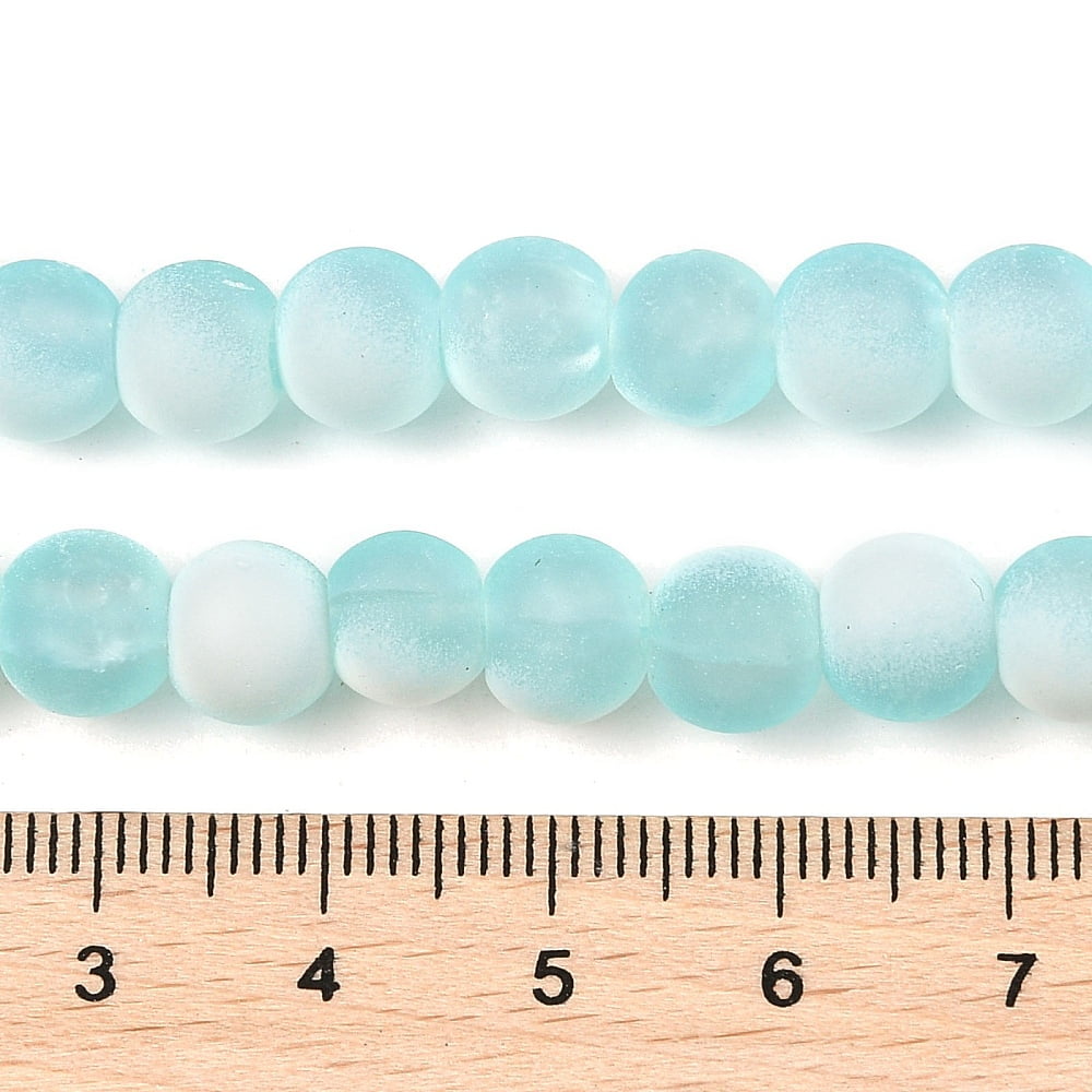 20Strand Frosted Crackle Glass Beads Strands Rondelle Pale Turquoise 6x5.5mm Hole: 1mm about 145pcs/strand 31.10''(79cm)
