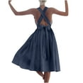 thumbnail image 2 of Up to 30% off Sundresses for Women 2025 Summer Saving, Womens Summer Sexy Strap Pleated Solid Sleeveless And Linen Backless Strapless Dress(Navy,XXL), 2 of 8