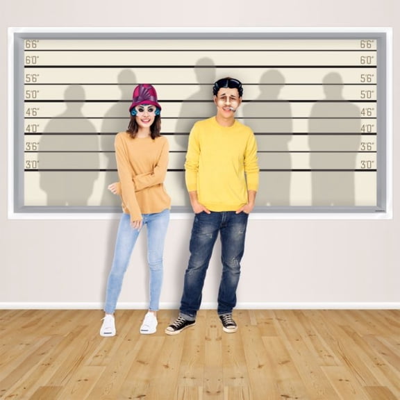 Beistle Criminal Line Up Photo Party Backdrop - Beige  and Black - 62" - Beige and Black - Pack of 6