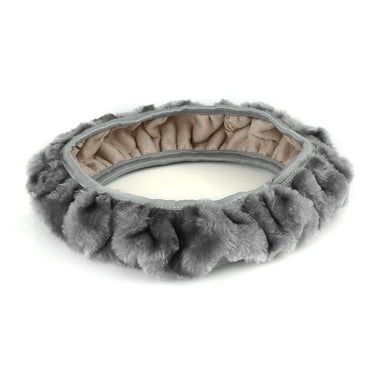 Gray Soft Plush Fuzzy Auto Car Truck Steering Wheel Cover Warm for Winter