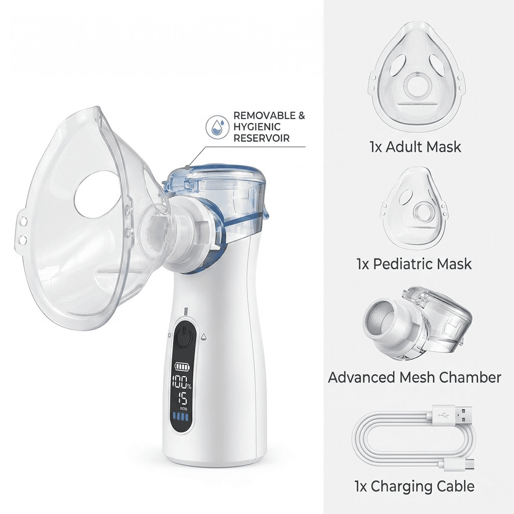 AJZIOJIRO Handheld Humidifier USB Rechargeable Steam Inhaler Portable Compressor for Home Travel