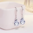 thumbnail image 2 of s925 Sterling Silver 12mm Naked Drill Pear Shape 5A Crystal Women Fashion Dangle Drop Earrings, 2 of 5