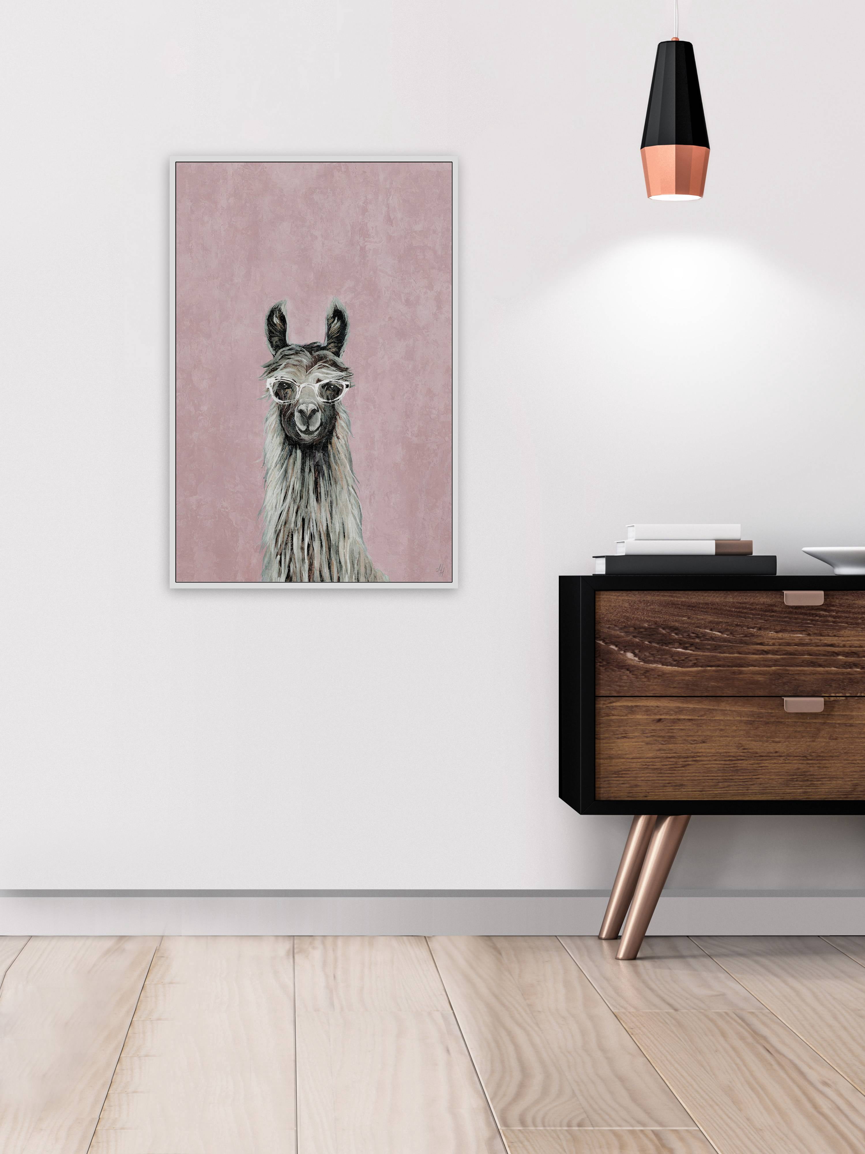 Hello There Llama Floater Framed Painting Print on Canvas