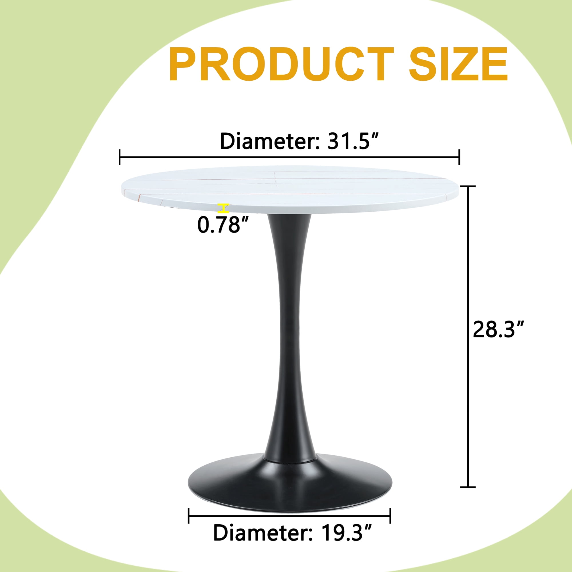 Miniyam 31.5" Round Kitchen Dining Table for 2–4 People, Small Space Pedestal Tulip Table with Engineered Wood Top, White&Black