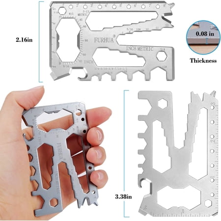 PYAN-2 Pack Multitool Credit Card Sized Pocket Tool 42-in-1 Wallet Multi Tool Card thicker and harder Gifts for Dad Husband Men - Bottle Opener Cord Cutter Screwdriver Ruler Scraper etc