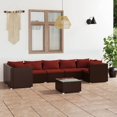 thumbnail image 1 of vidaXL 8 Piece Garden Lounge Set with Cushions Poly Rattan Brown, 1 of 5
