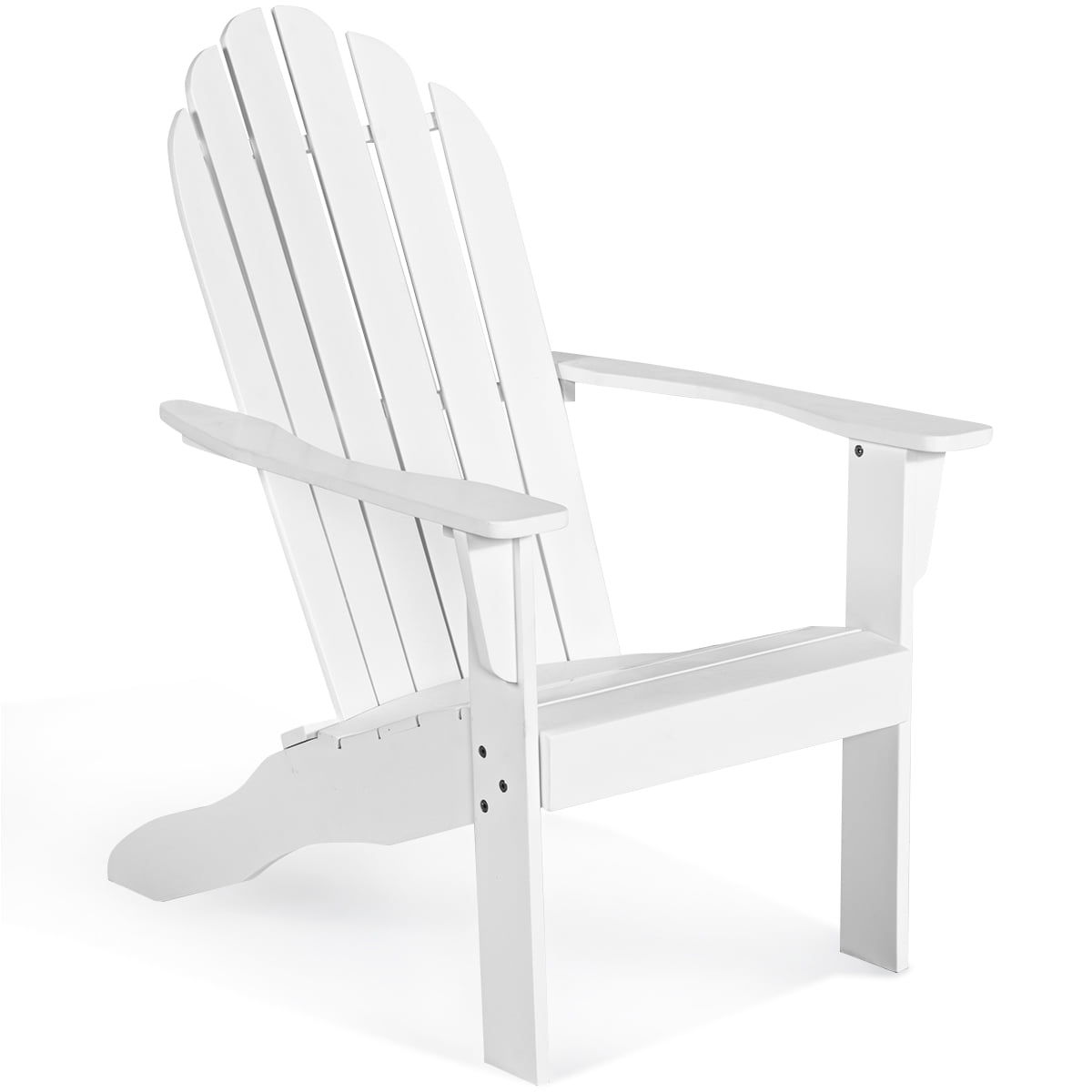 Costway Outdoor Adirondack Chair Accent Chair Solid Wood sturdy Patio Garden Furniture White