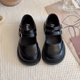 thumbnail image 2 of GiLiling Girls Mary Jane Dress Shoes, Double Strap with Heart Buckle, Thick Non-Slip Sole PU Leather Flats School Casual Footwear (Black, 3.5-4 Years), 2 of 6
