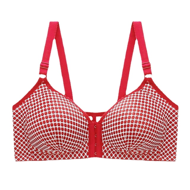 HBFAGFB Bras for Women Comfortable Front Button Built-In Bra without Steel Ring Underwear Red Size 40