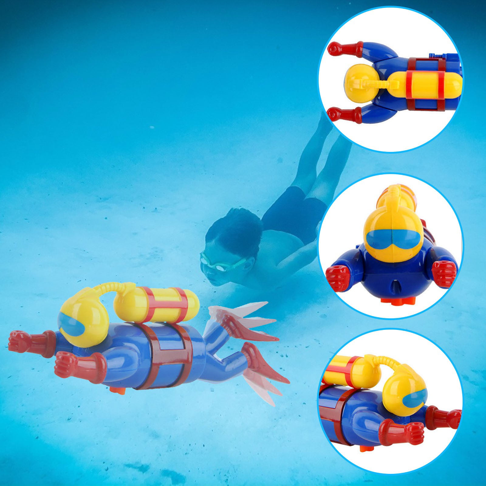 1x Children's Scuba Diver Toys Bath Swim Time Fun Wind Up Toy 