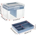 thumbnail image 4 of ABPETE 2 Layer Clear Plastic Dividing Storage Box with Removable Tray Multipurpose Stationery Storage Box with Handle Portable Sewing Box Art Craft Supply Organizer Home Utility Box (Small Blue), 4 of 18