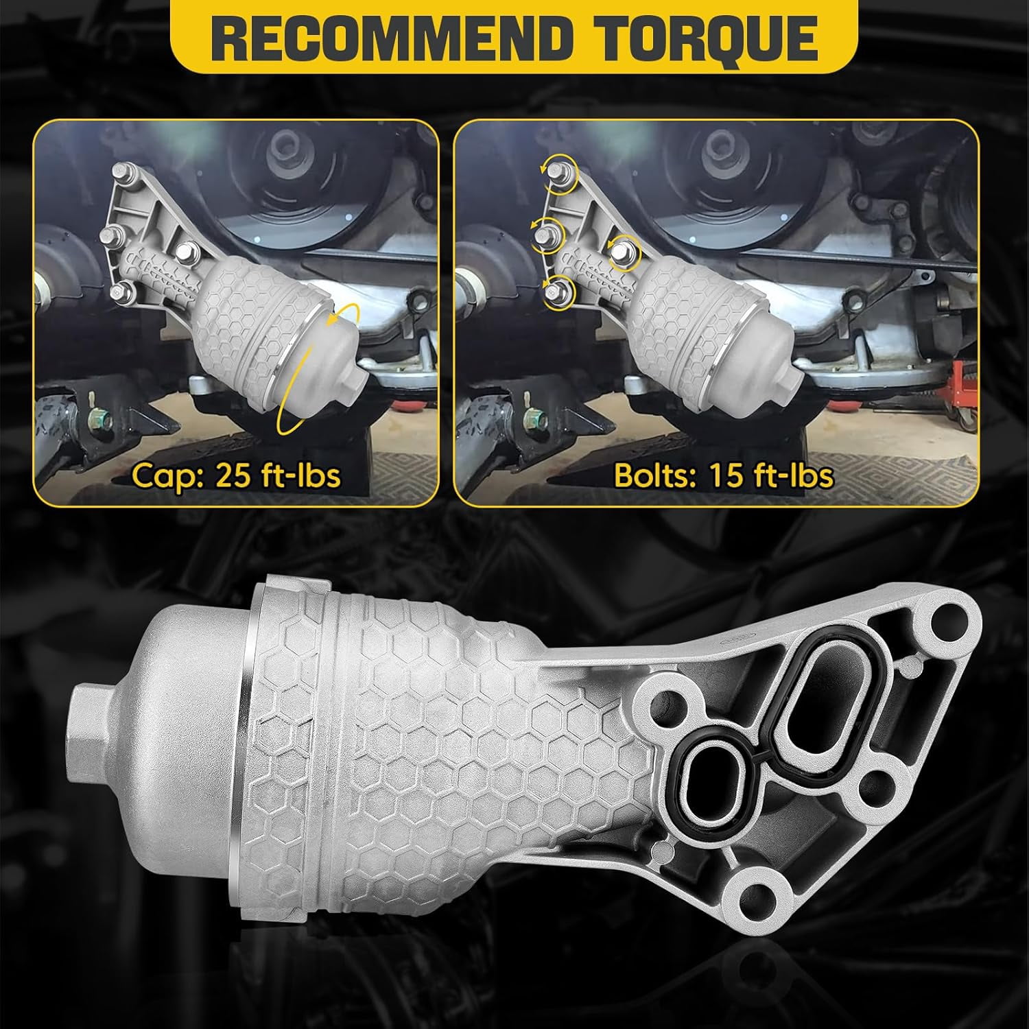 26300-3LAA0 Upgrade Full Aluminum Oil Filter Housing Compatible with Hyundai 14-16 Genesis 17-20 Genesis G80 20-23 Palisade Kia 17-20 Cadenza 19-20 Sorento 19-21 Sedona 20-24 Telluride OE# 263003LAA0