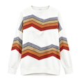 thumbnail image 5 of Crew Neck Sweatshirts Women Workout Tops for Women Baggy Shirts Striped Loose Fit Crew Neck Oversized Sweatshirt for Women Cute Tops Fall Outfits for Women Pullover Lightweight,White,S, 5 of 5
