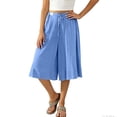 thumbnail image 3 of Annhoo Linen Capris for Women Culottes Drawstring Waist Wide Leg Summer Beach Pants Dressy Breathable Clothes, 3 of 8