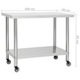 thumbnail image 4 of vidaXL Table de Cuisine avec Roulettes 100x30x85 cm Acier Inoxydable, 4 of 5